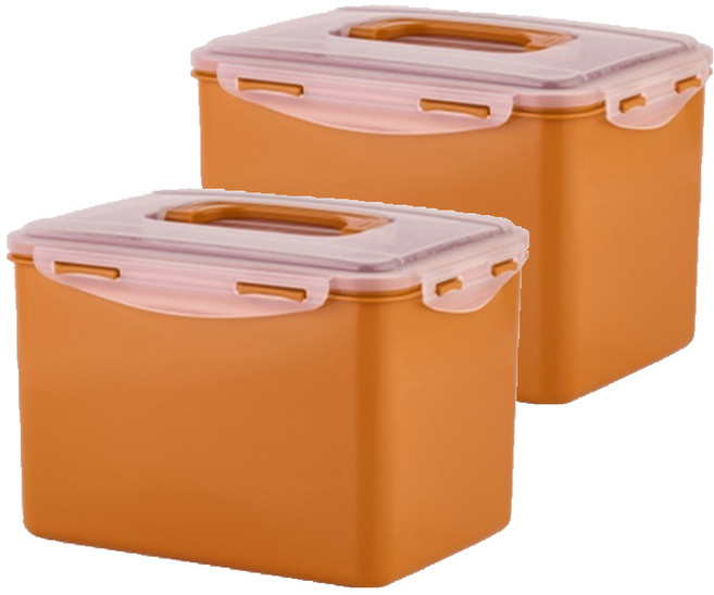 ecosense 황토 누름이 직사각 밀폐용기, 2개, 6.3L