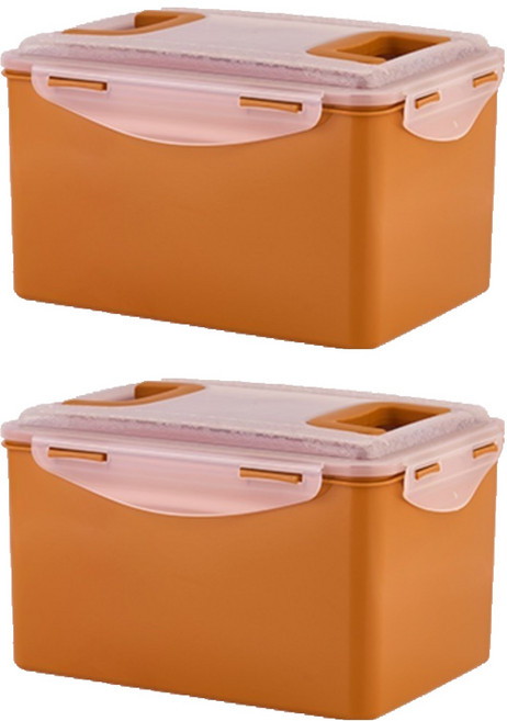 ecosense 황토 누름이 직사각 밀폐용기, 2개, 10.5L