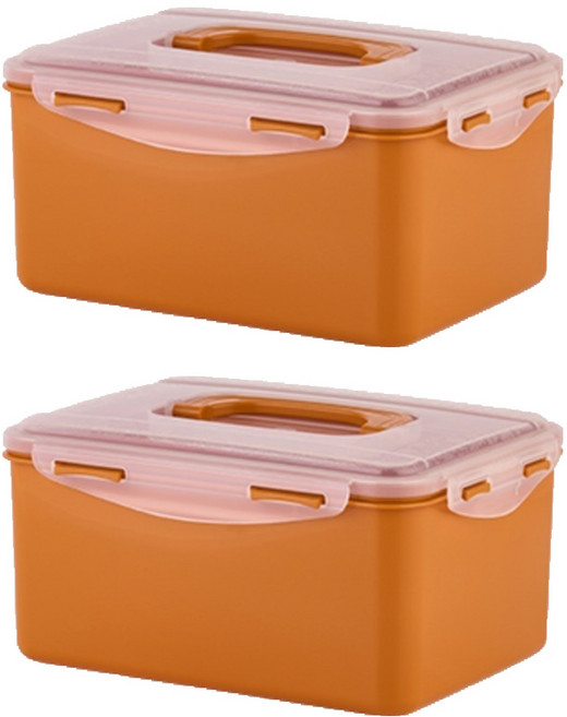 ecosense 황토 누름이 직사각 밀폐용기, 2개, 4.3L