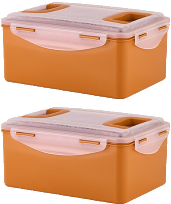 ecosense 황토 누름이 직사각 밀폐용기, 2개, 7.5L