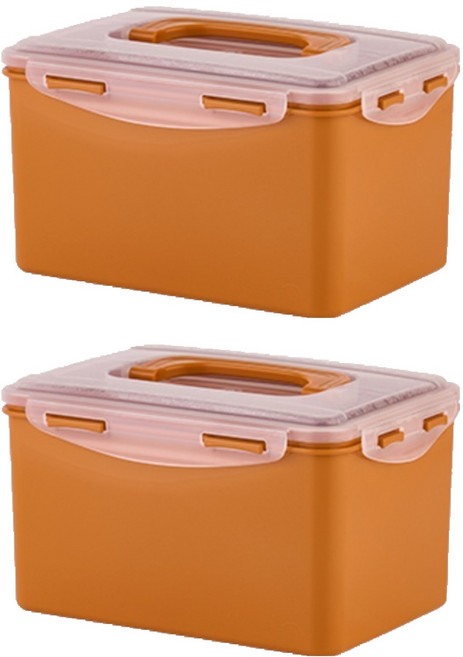 ecosense 황토 누름이 직사각 밀폐용기, 2개, 3.5L