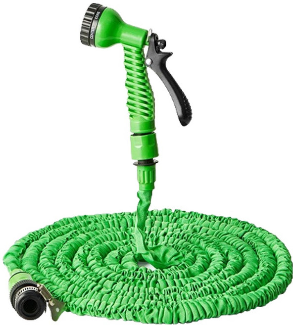 PDS리빙 7가지 모드의 고압 헤드와 보관이 편한 정원 호스 15m, 그린, 1개