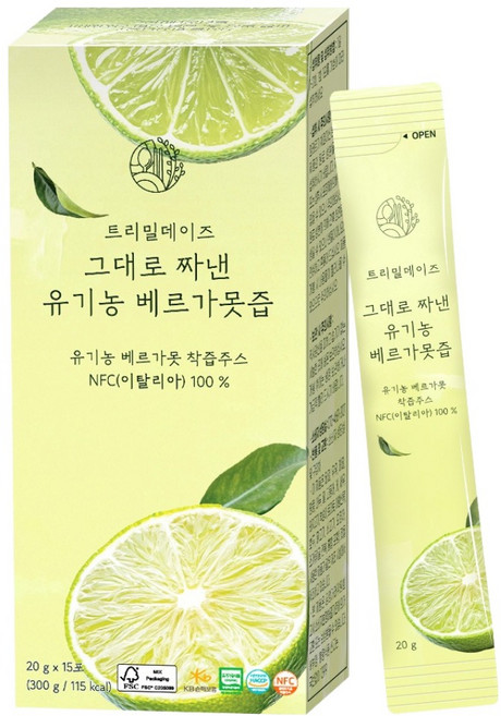 트리밀데이즈 그대로 짜낸 유기농 베르가못즙, 1개, 300g