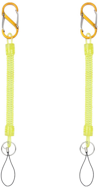 넥스픽 스프링타입 열쇠고리 휴대폰 도난방지 스트랩 28cm, 옐로우, 2개