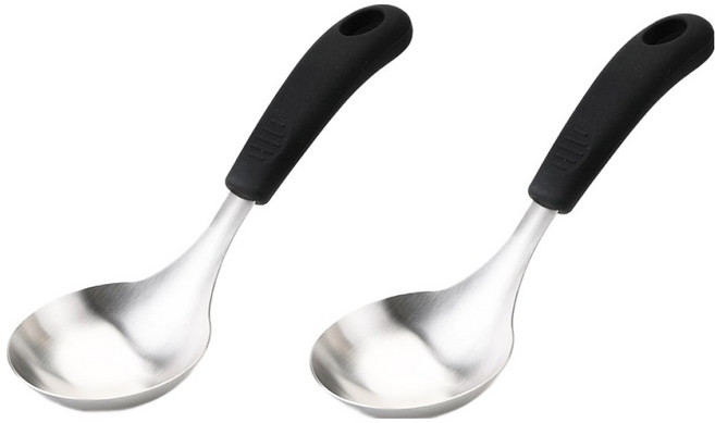 뉴비아 실리콘손잡이 스텐304 미니 국자, 블랙, 2개