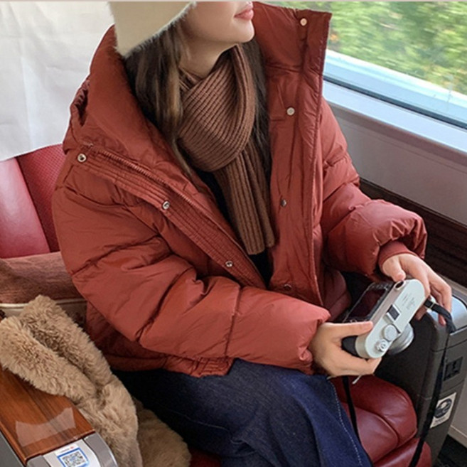 女款 PDS 時尚潮流色彩高領短版保暖冬季羽絨外套