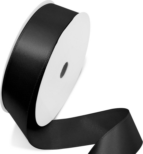 리드홈 마카롱 고밀도 광택 선물포장 주자 공단 리본 25mm, 메탈블랙, 1개, 30m