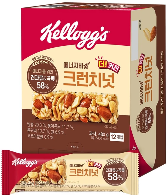 켈로그 에너지바K 크런치넛, 480g, 1개 - 쿠팡