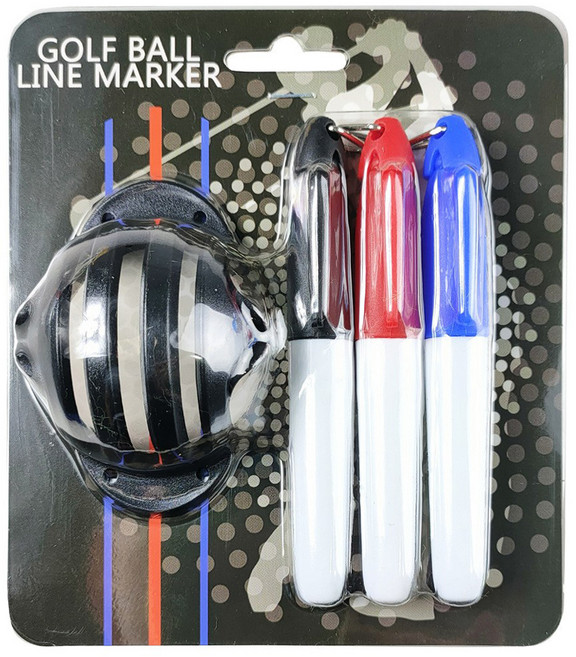 엠지골프 삼선 볼라이너 + 펜 3종 세트, Black, 1세트