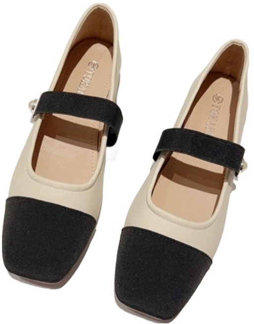 Papermints 珍珠飾帶方頭瑪莉珍平底鞋 10274