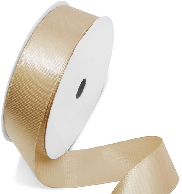 리드홈 마카롱 고밀도 광택 선물포장 주자 공단 리본 25mm, 샴페인골드, 1개, 30m