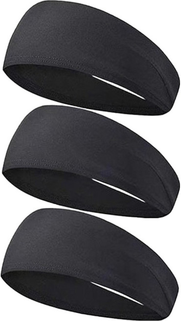 타이드코 심플한 헬스 런닝 헤어밴드, 블랙, 3개
