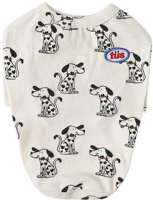 투스투스 강아지 달마시안 데일리 티셔츠, 아이보리, 1개