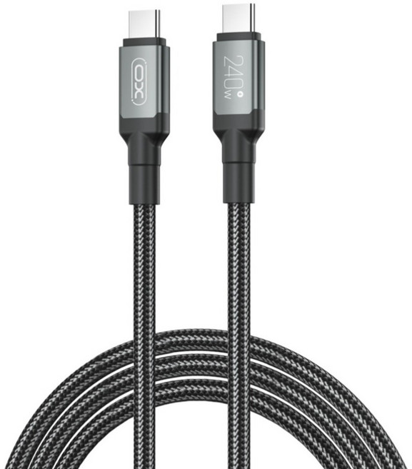 中國 XO 240W高功率TYPE-C充電線, 1個, 黑色, 1m