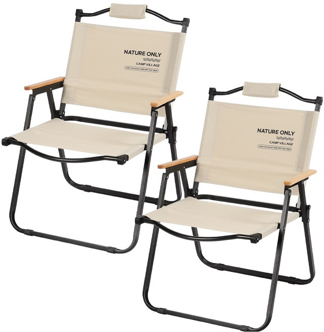 캠프빌리지 캠핑 로우체어 팜스프링, 밀크베이지, 2개