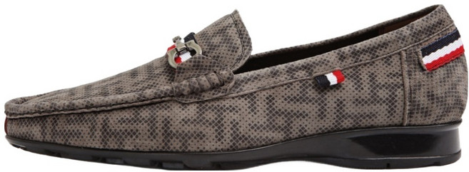 VONIN 남성용 양가죽 스웨이드 그릭키패턴 삼색띠장식포인트 로퍼화 RO056GR