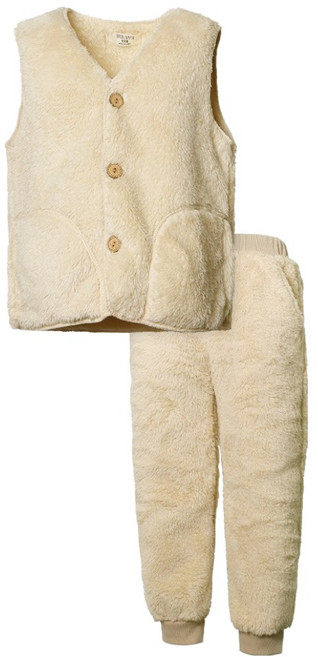 유라비 아동용 뽀글이 수면 조끼 베스트 밴딩 조거 팬츠 상하의 세트