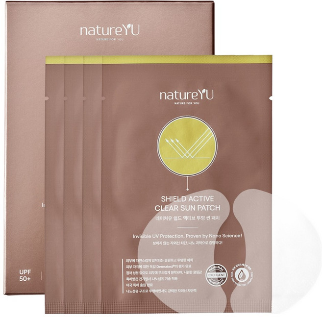 네이처유 쉴드 액티브 자외선차단 투명 썬패치 UPF50+, 1g, 4개