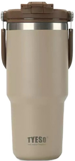 TYESO 泰碩 二代 304不鏽鋼手提保溫冰霸杯, 摩卡色, 750ml, 1個
