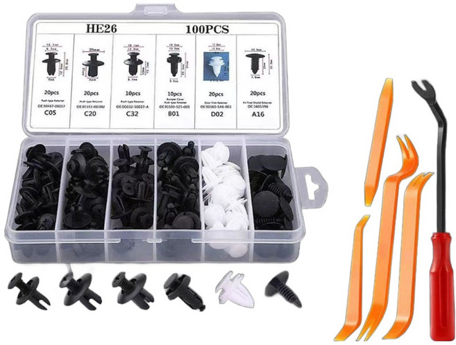 어반카 차량용 프리미엄 패스너 리무버 105p 세트, 투명, 블랙, 오렌지, 레드, 1세트