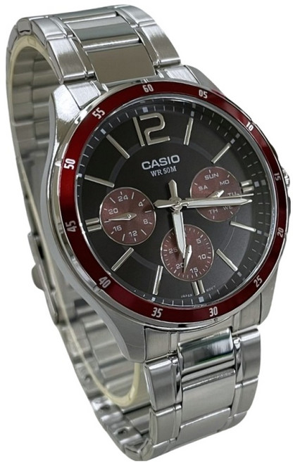 CASIO 卡西歐 三眼不鏽鋼指針錶系列 MTP-1374D-5A