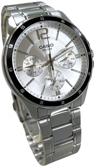 CASIO 卡西歐 三眼不鏽鋼指針錶系列 MTP-1374D-7A