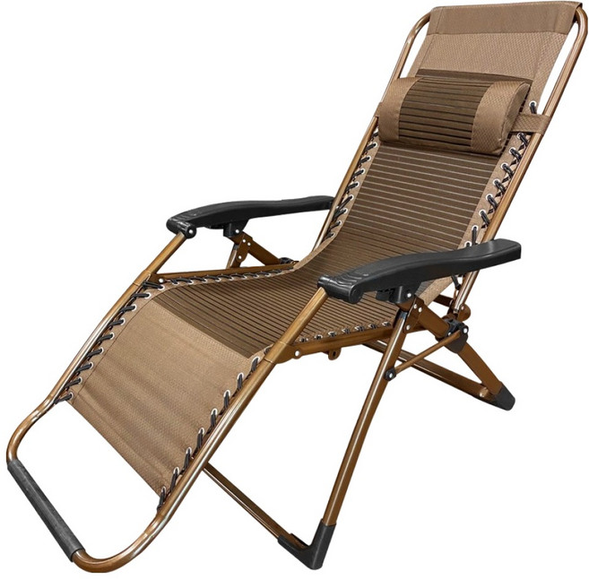 釋壓透氣無段調節折合休閒躺椅, 咖啡色