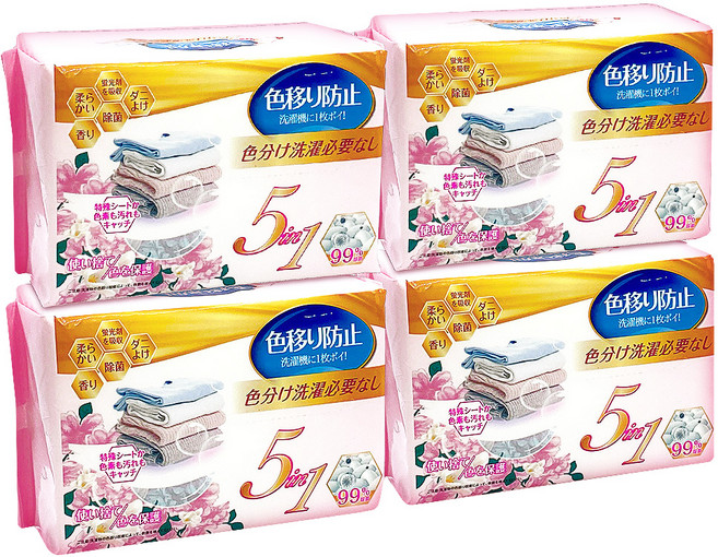 Worldlife 5in1花香瞬吸衣物防染色片, 100片, 4袋