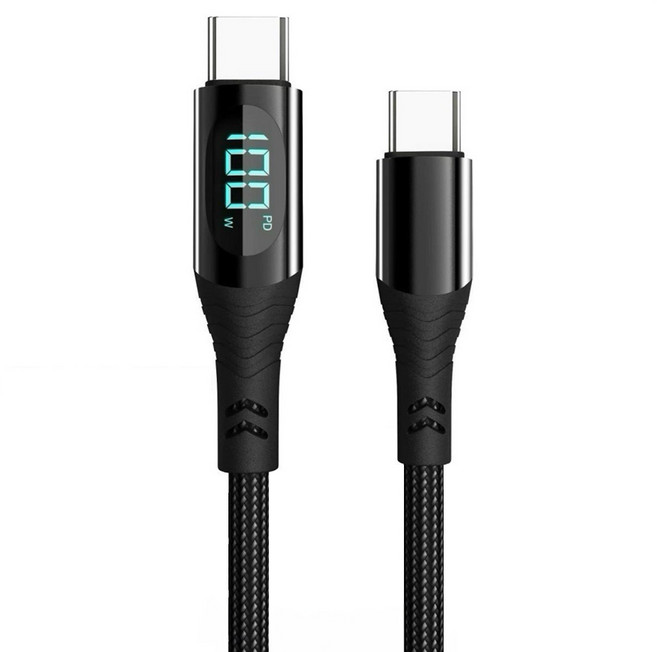 VietWinic 電閃雷鳴 Type-C-Type-C 快充傳輸線 100W, 1個, 黑色, 1.5m