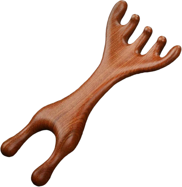 웨즌 두피 페이셜 경락 마사지 괄사, 우드, 1개