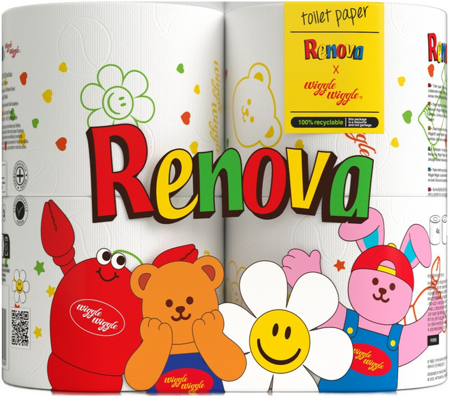 Renova 唯諾瓦 Wiggle Wiggle 聯名款 3層衛生紙, 23m, 4入, 1個