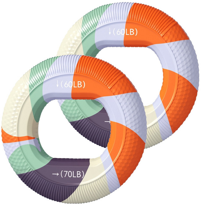 실리콘 손가락 듀얼 파워 도넛 악력기, 혼합색, 2개