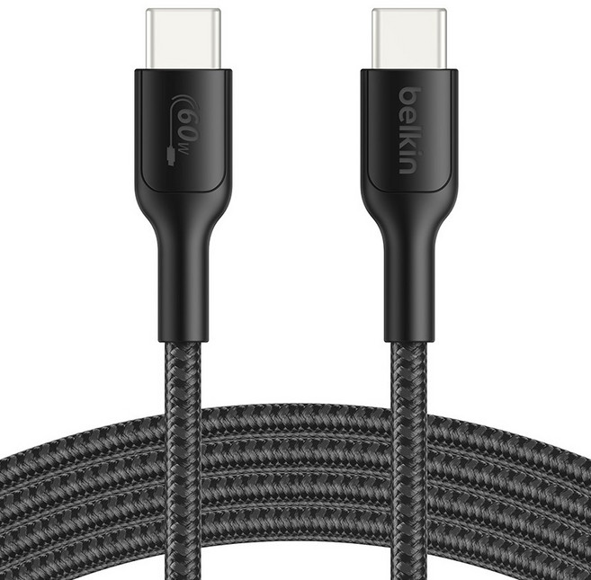 벨킨 게이밍 USB C to C 60W 닌텐도 스위치2 전용 고속 충전 브레이디드 케이블 2m, 블랙, 1개, ENA008qc2MBK