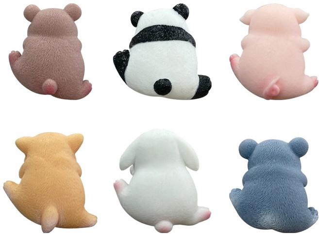 투데이리빙 모니터 꾸미기 미니어쳐 동물 피규어 6종 + 스티커 6p 세트, 혼합색상, 1세트