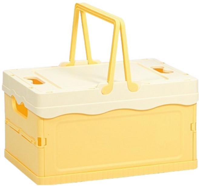 소소앤 접이식 폴딩 뚜껑형 수납 정리함, 크림 + 옐로우, 1개