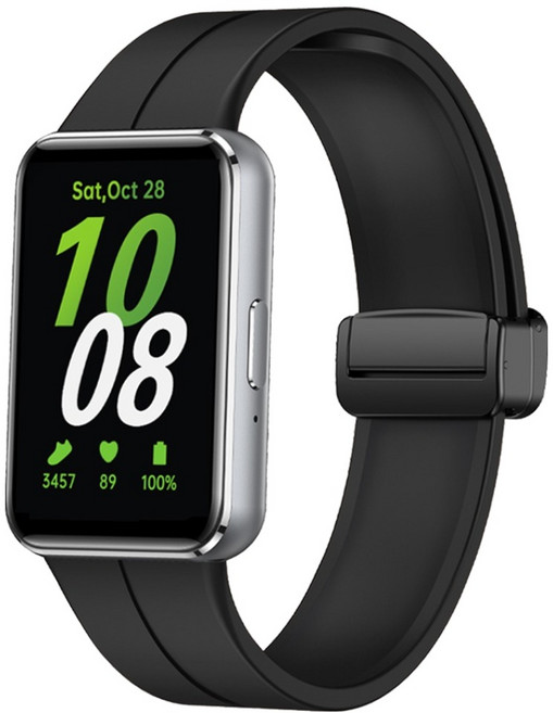 워치스탠다드 D버클 마그네틱 실리콘 스트랩, 블랙, 1개