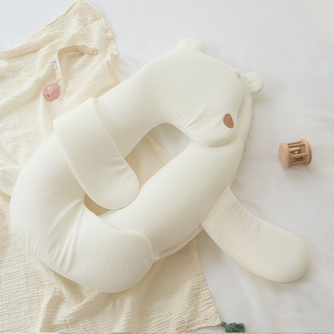 코코레브 마더케이 유아용 옆잠베개 허그밴드형 바디필로우, 백아이보리