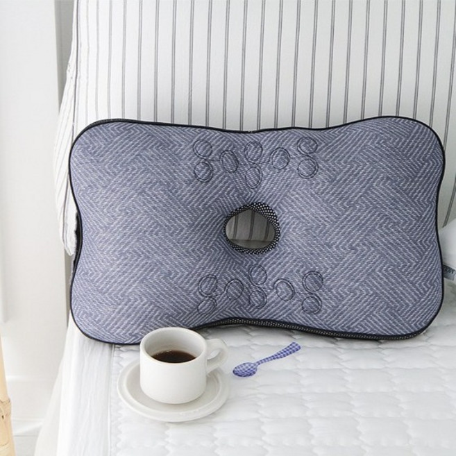 단잠 수면 3D메쉬 경추 홀 건강자석베개, 블루, 1개