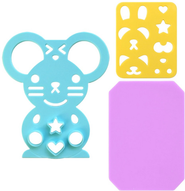 알콩샵 김 치즈 햄 커터 꾸미기 세트, 옐로우, 민트, 퍼플, 1세트