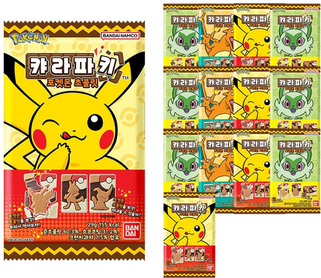 BANDAI 卡比獸 寶可夢巧克力 隨機出貨, 14個, 29g