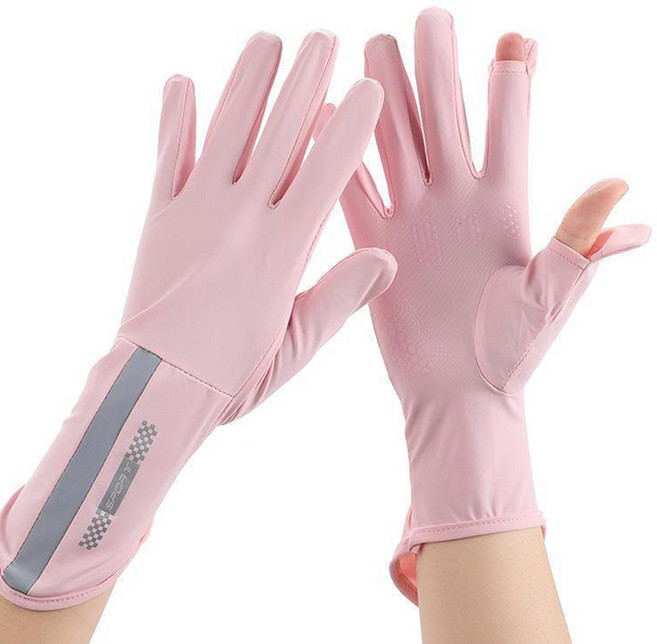 하루리빙 여성용 자외선차단 운전 터치 장갑 양손 착용 세트, 핑크