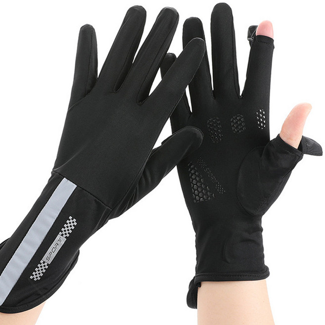 하루리빙 여성용 자외선차단 운전 터치 장갑 양손 착용 세트, 블랙