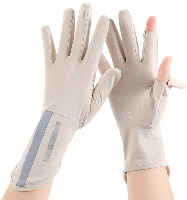 하루리빙 여성용 자외선차단 운전 터치 장갑 양손 착용 세트, 베이지