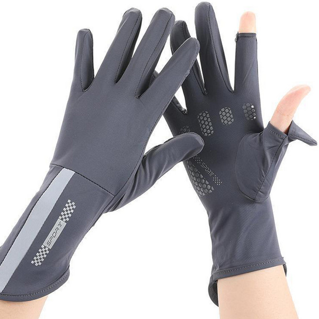 하루리빙 여성용 자외선차단 운전 터치 장갑 양손 착용 세트, 진그레이