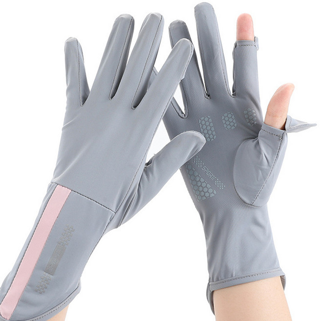 하루리빙 여성용 자외선차단 운전 터치 장갑 양손 착용 세트, 그레이