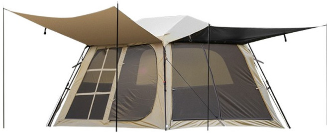 BLACKDOG 개방형 5인 캠핑텐트 하우스 BD018, 베이지, 5인용