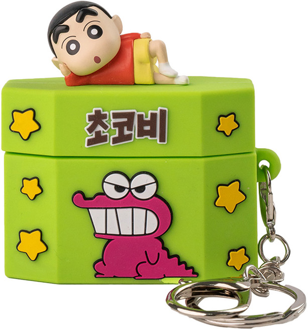 포카모리 짱구는못말려 심심해 3D 피규어 실리콘 에어팟 키링 케이스 짱구, 혼합색상, 1개, 에어팟 프로 1 / 2세대