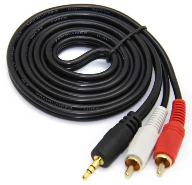 제이프로 무산소동 2RCA to 3.5ST 앰프 믹서 PC 포스기 음향케이블 1.5m, 블랙, 1개, RCA3.5