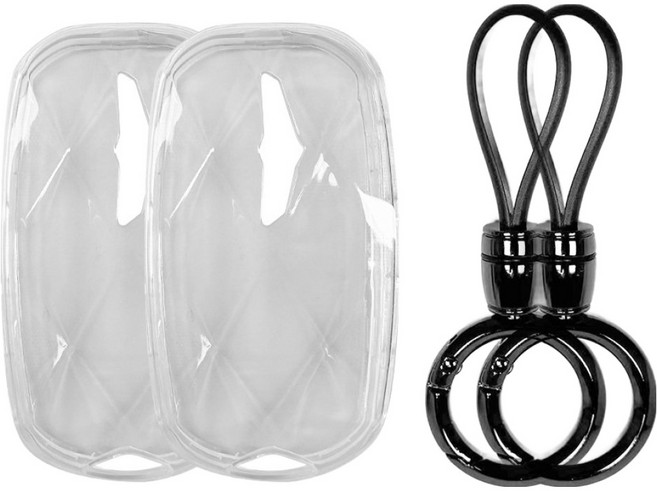 레인윙스 자동차 스마트키 투명 젤리 케이스 2p + 키링 2p 세트, 화이트, 제네시스 02