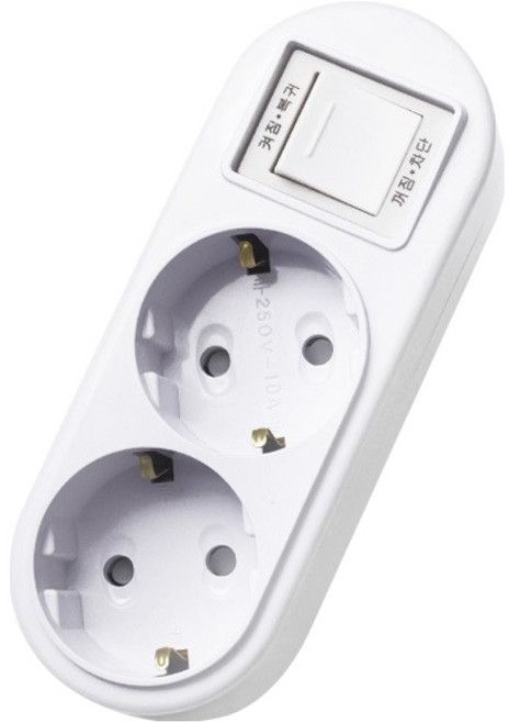 에코파워탭 국내 제조 선 없는 일자형 과부하차단 멀티탭 2구, 화이트, 1개, 140mm